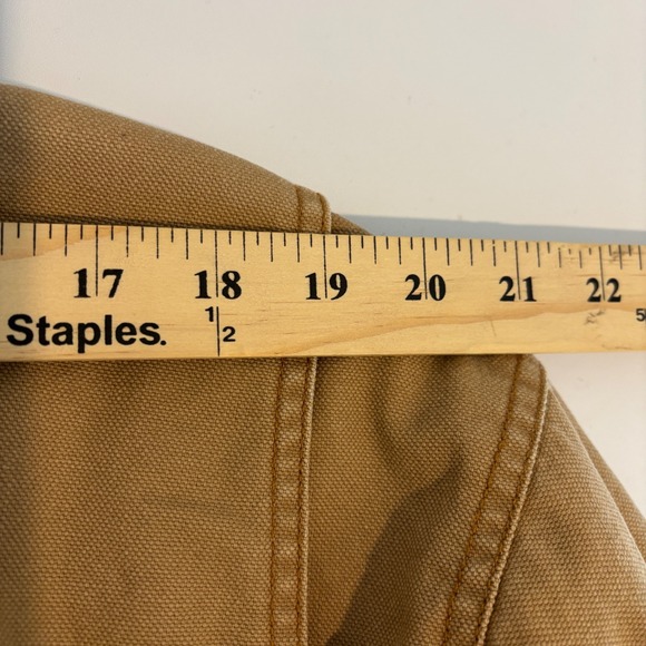 LL Bean Field Barn Coat Jacket Mens 2XL Tan Cotton Canvas Red Plaid Lining - Picture 10 of 12